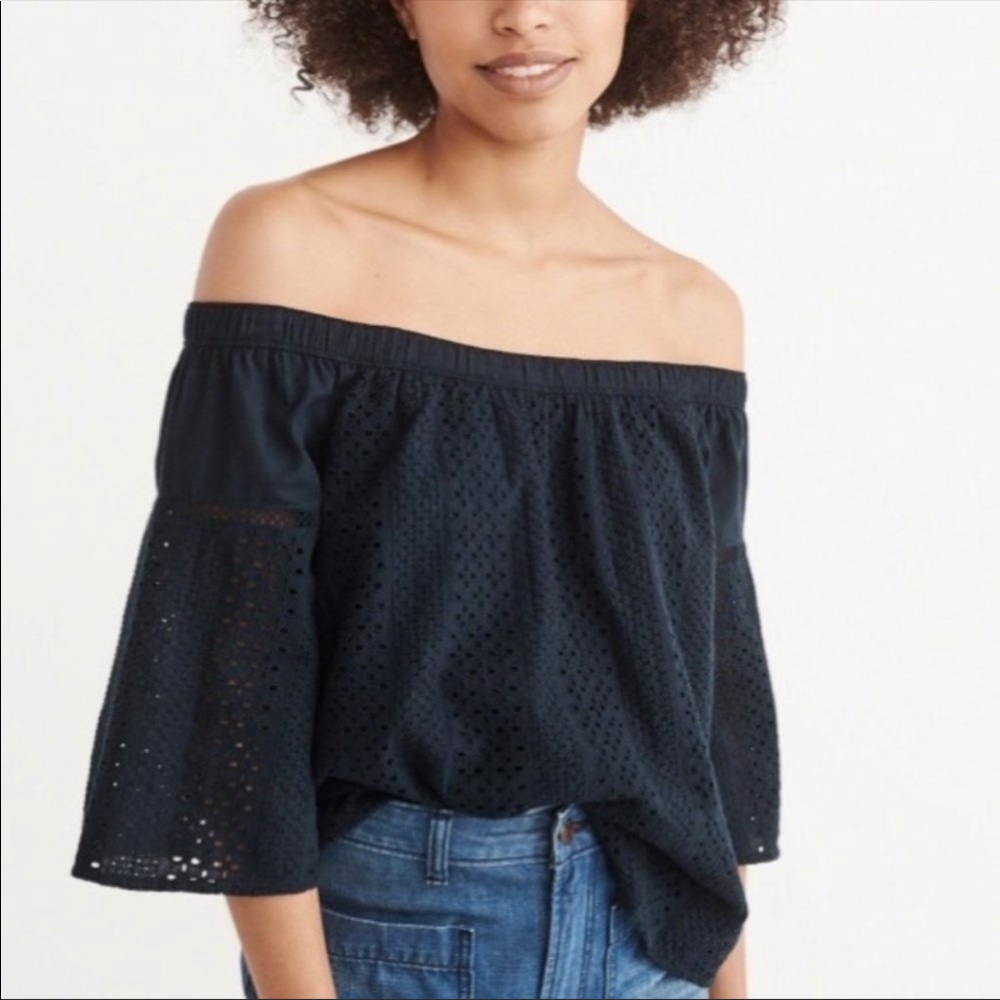 Abercrombie & Fitch Off-the-Shoulder Eyelet Top